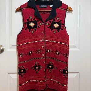80s 90s Harold Powell western sweater vest with Native American Aztec pattern